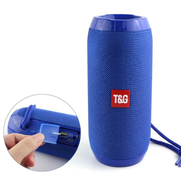 Беспроводная Bluetooth колонка с FM-радио T&G TG-117 (голубая) Беспроводная Bluetooth колонка с FM-радио T&G TG-117 (голубая)
