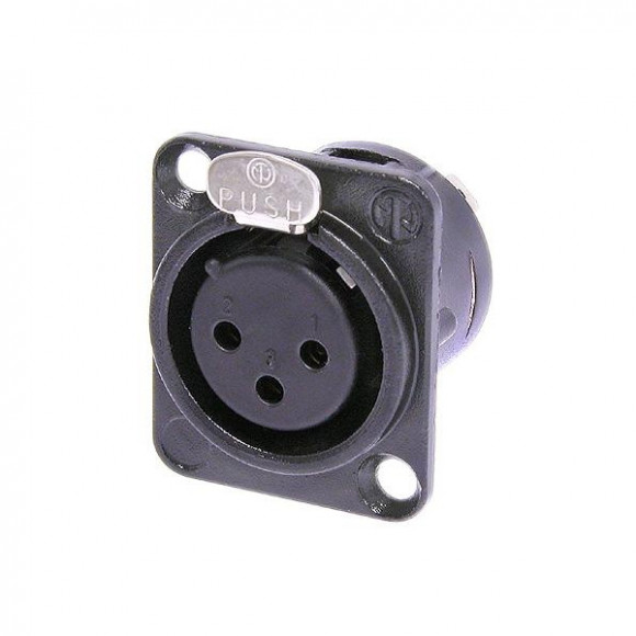 Neutrik NC3FD-L-B-1 панельный разъем XLR female черненый корпус, золоченые контакты