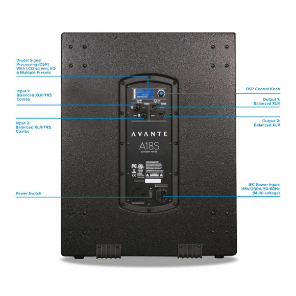 AVANTE A18S 18-дюймовый активный сабвуфер 600Вт AVANTE A18S 18-дюймовый активный сабвуфер 600Вт