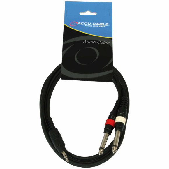 ADJ AC-J3S-2J6M/1,5  шнур Jack 3.5 стерео <--> 2 Jack 6.3 моно, 1.5 метра
